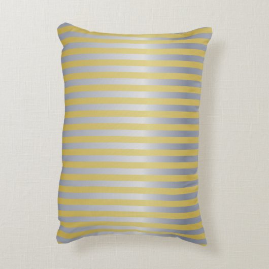 Goud en Zilver (Strepen) Accent Kussen (Achterkant (Verticaal))