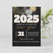 Goud en Zilver Vuurwerk Nieuwjaar Eva Party Kaart (Staand voorkant)