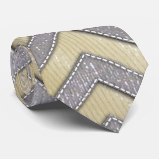 Goud en zilver Zig Zags Stropdas (Opgerold)