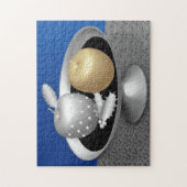 Goud en zilverappels op een zilver voetstuk legpuzzel (Verticaal)