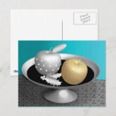 Goud en zilverappels op een zilvervoetstuk briefkaart (Voorkant / Achterkant)