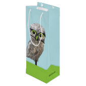 Goud en zilverboeiend hout wijn cadeautas (Achterkant Gekanteld)