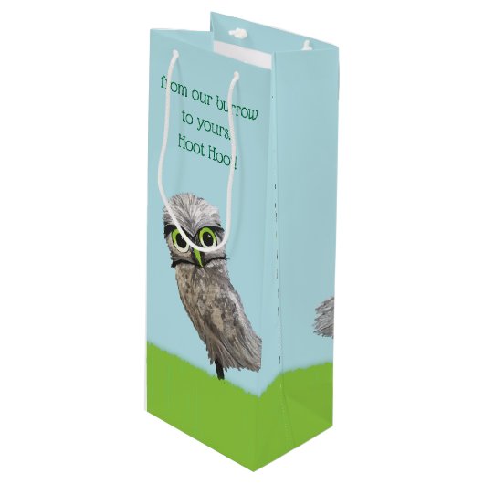 Goud en zilverboeiend hout wijn cadeautas (Voorkant Gekanteld)