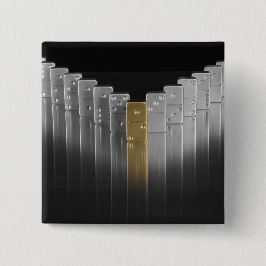 Goud- en zilverdominosen vierkante button 5,1 cm (Voorkant)