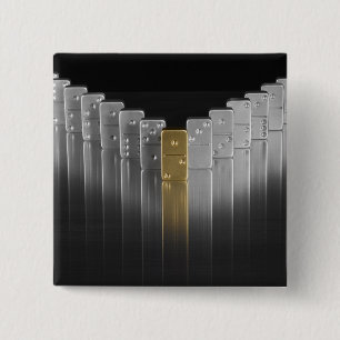 Goud- en zilverdominosen vierkante button 5,1 cm