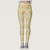 Goud en Zilveren Bladpatroon Leggings (Voorkant)