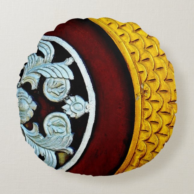 Goud en zilveren deur rond kussen (Voorkant)