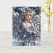 Goud en Zilveren Engel Kerstmis Kaart (Gele Bloem)