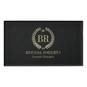 Goud en Zilveren Laurel Wreath Custom Monogram Naambadge (Voorkant)