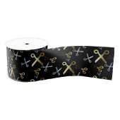 Goud en zilveren schaar Patroon Haarstylist Grosgrain Lint (Spoel)