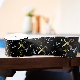 Goud en zilveren schaar Patroon Haarstylist Grosgrain Lint