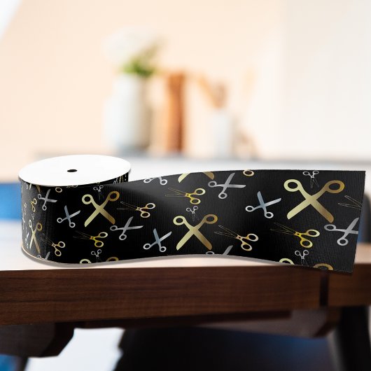 Goud en zilveren schaar Patroon Haarstylist Grosgrain Lint