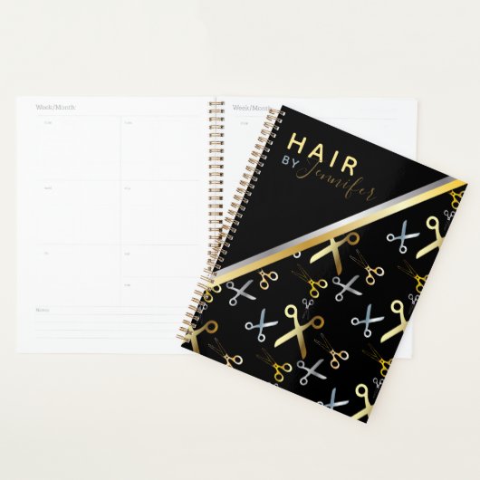 Goud en zilveren schaar Patroon Haarstylist Planner (Display)