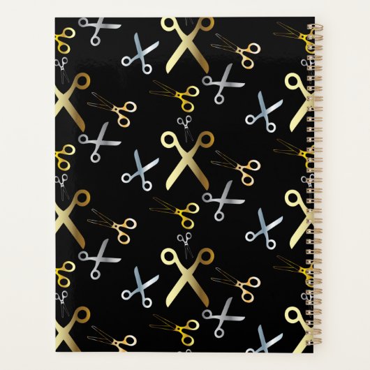 Goud en zilveren schaar Patroon Haarstylist Planner (Achterkant)