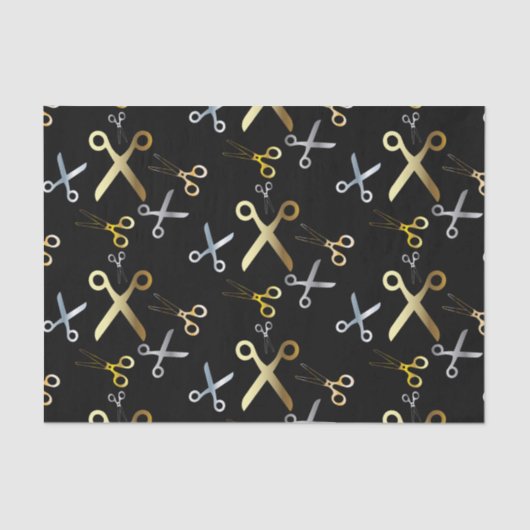 Goud en zilveren schaar Patroon Haarstylist Tissuepapier (Voorkant)