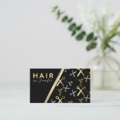 Goud en zilveren schaar Patroon Haarstylist Visitekaartje (Staand voorkant)