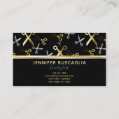 Goud en zilveren schaar Patroon Haarstylist Visitekaartje (Achterkant)