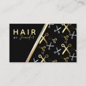 Goud en zilveren schaar Patroon Haarstylist Visitekaartje (Voorkant)