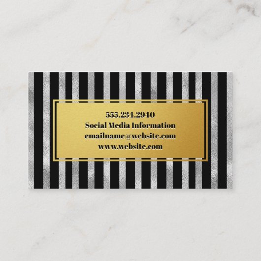 Goud en zilverfolie gestript | MODE Visitekaartje (Achterkant)