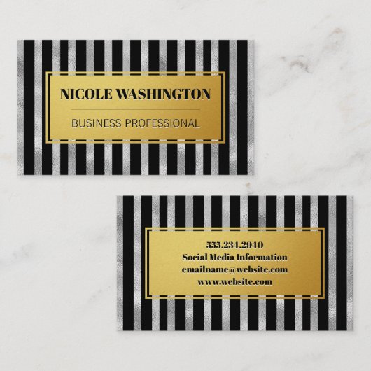 Goud en zilverfolie gestript | MODE Visitekaartje (Voorkant / Achterkant)