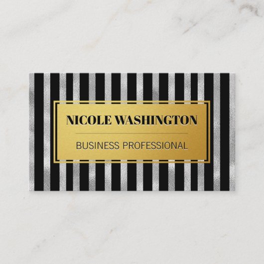 Goud en zilverfolie gestript | MODE Visitekaartje (Voorkant)