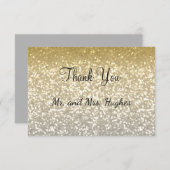 Goud en zilverglitter kristallen elegante bruiloft bedankkaart (Voorkant / Achterkant)
