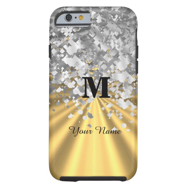 Goud en zilverglitter, monogrammen Case-Mate iPhone case (Achterkant)