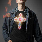 goud en zilverkleurd pauskruis vormen t-shirt