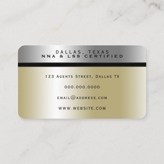 Goud en zilverkleurige metalen textuur visitekaartje (Achterkant)