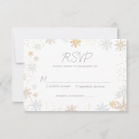 Goud en zilversneeuwvlokken RSVP-kaart