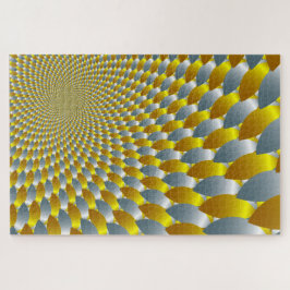 Goud en zilverspiraal met metalen optische illusie legpuzzel