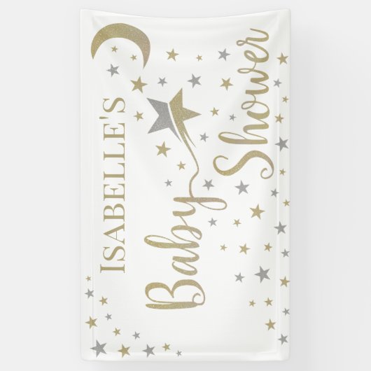 Goud en zilversterren Genderneutraal Baby shower Spandoek (Verticaal)