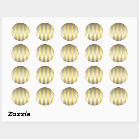 Goud- en zilverstrips ronde sticker (Vel)