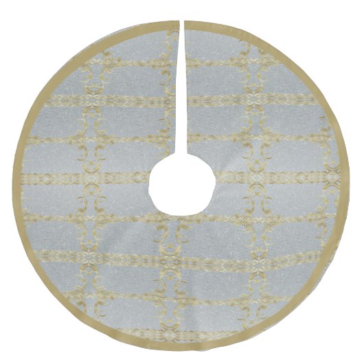 Goud en zilvervlies kerstboom rok (Voorkant)