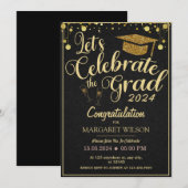 Goud en zwart 2024 Afstuderen Kaart (Voorkant / Achterkant)
