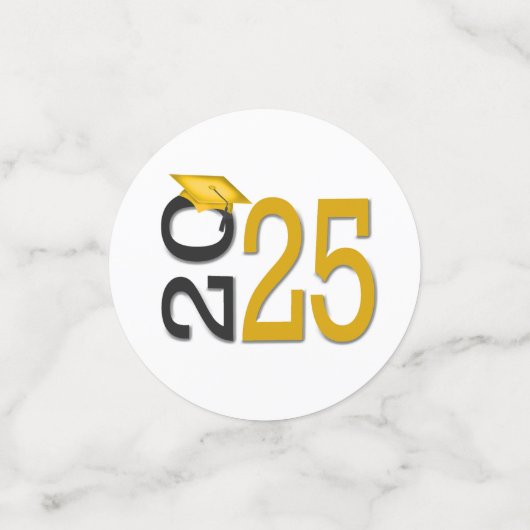 Goud en zwart 2025 Afstuderen Confetti (Kleine voorkant)