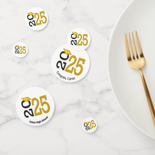 Goud en zwart 2025 Afstuderen Confetti (Groep)