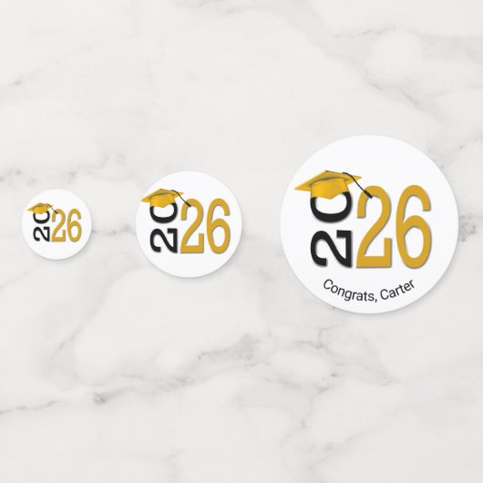 Goud en zwart 2025 Afstuderen Confetti (Voorkanten)