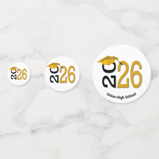 Goud en zwart 2025 Afstuderen Confetti (Achterkanten)