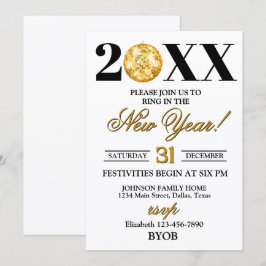 Goud en Zwart 2026 Oud en Nieuw-feest uitnodiging