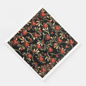 Goud en zwart 3 D Rode harten Servet (Hoek)