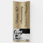 Goud en zwart 40e Jubileum Party Trendy Foto Spandoek (Verticaal)
