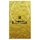 Goud en Zwart 50 & Fabulous Verjaardag Gift Bag Klein Cadeauzakje (Achterkant)