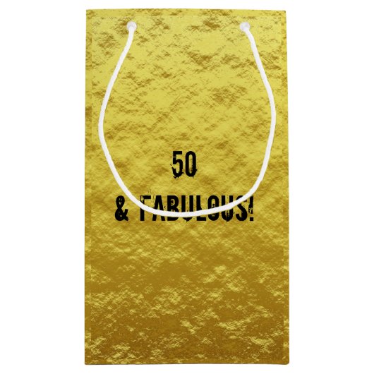 Goud en Zwart 50 & Fabulous Verjaardag Gift Bag Klein Cadeauzakje (Achterkant)