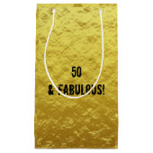 Goud en Zwart 50 & Fabulous Verjaardag Gift Bag Klein Cadeauzakje (Voorkant)