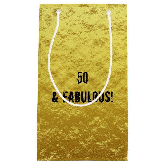 Goud en Zwart 50 & Fabulous Verjaardag Gift Bag Klein Cadeauzakje (Voorkant)