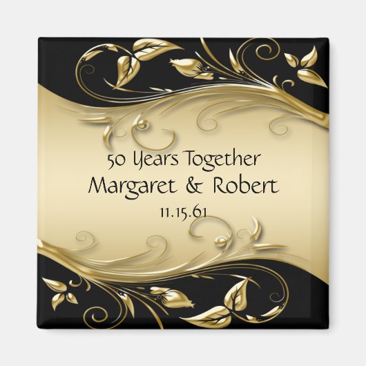 Goud en zwart 50e Jubileum Magnet (Voorkant)