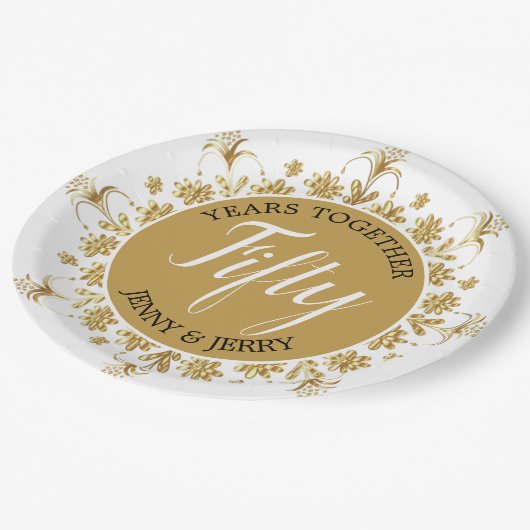 Goud en zwart 50e Jubileum papier Bord (Gekanteld)