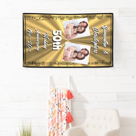 Goud en zwart 50e trouwdag spandoek (Insitu)