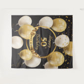 Goud en zwart 50e verjaardag achtergrond banner Ch Wandkleed (Voorkant (horizontaal))